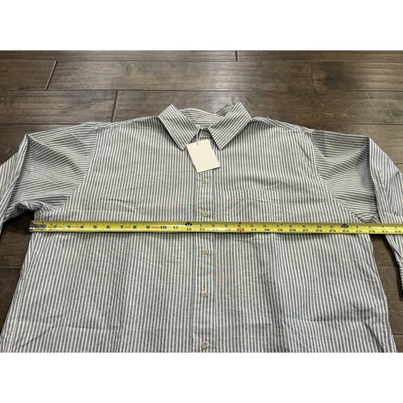 MOIA Womens Navy Stripe Box Shirt Button Up Long Sleeve One Size Shirt NWT $168 - Picture 9 of 9